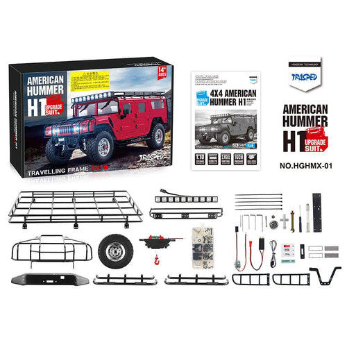 Stirlingkit Upgrade Accessories Kit for HG P415 1/10 4WD 30KM/H 2.4G Full Scale 4X4 American RC Car Model (with Frame, Capstan and Protective Rack) - Black