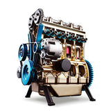 Stirlingkit V4 Car Engine Model Full Metal Assembling Four-cylinder Building Kits for Researching Industry Studying/Toy/Gift, view 2
