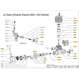 Stirlingkit VRX Racing SH.21 3.48cc Rear Exhaust Engine Model with Pull Starter for 1/8 Scale Nitro RC Car, view 4