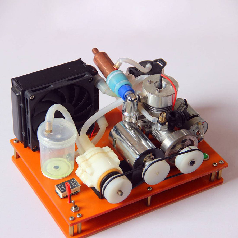 Stirlingkit VX Level 18 Single Cylinder 2-stroke Methanol Engine with Water Cooling Radiator