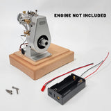 Stirlingkit Wooden Stand Base for MUSA F1-2.7cc Engine Models with Switch & Indicator Light, view 2