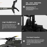 Stirlingkit YU XIANG F119S MD500 MH-6 Little Bird Military GPS RC Helicopter Model RTF 1/16 Scale 250-Class 2.4G 9CH 6G/3D & Openable Cockpit, view 4