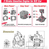 Stirlingkit Zenoah G320RC 32cc 4 Bolt 2 Stroke Engine Gasoline Engine 4 Bolt 2 Stroke Engine for BAJA, view 3