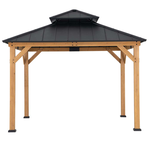 Sunjoy Classic Wooden Hardtop Gazebo 11x11 - Premium Natural Cedar