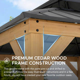 Sunjoy Classic Wooden Hardtop Gazebo 11x11 - Premium Natural Cedar, view 4