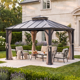 Sunjoy Crown Lattice Hardtop Patio Gazebo 11' × 13',  Matte Black, view 2