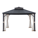 Sunjoy Crown Lattice Hardtop Patio Gazebo 11' × 13',  Matte Black, view 3