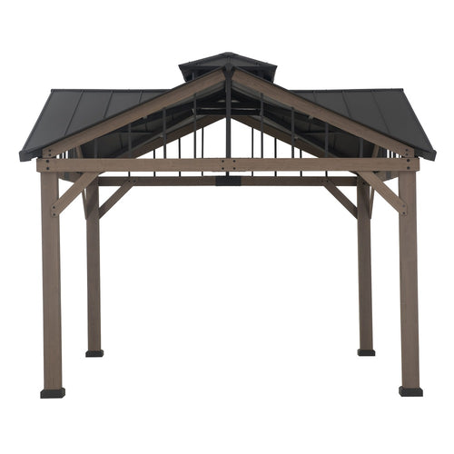 Sunjoy Heavy-Duty Wooden Gazebo with Decorative Roof Vent, 12x12