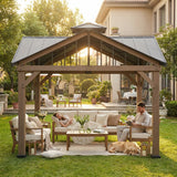 Sunjoy Heavy-Duty Wooden Gazebo with Decorative Roof Vent, 12x12, view 2