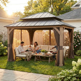 Sunjoy Extra-Large Vent Top Wood Gazebo with 5.5" Thick Posts, Netting & Curtains, 11x13, view 2