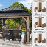 Sunjoy Extra-Large Vent Top Wood Gazebo with 5.5" Thick Posts, Netting & Curtains, 11x13, view 6