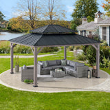Sunjoy Grand Double-Tier Wooden Gazebo 13' x 15' - Driftwood Cedar, view 2