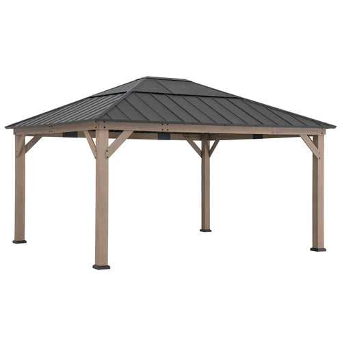 Sunjoy Antrim Skylight Cedar Gazebo - Dark Wood, 13x15