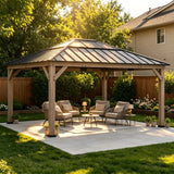 Sunjoy Antrim Skylight Cedar Gazebo - Dark Wood, 13x15, view 2