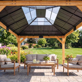 Sunjoy Antrim Skylight Cedar Gazebo - Dark Wood, 13x15, view 3