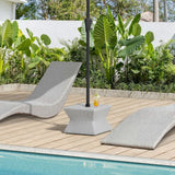 Sunjoy Wicker & Aluminum Small Patio Umbrella Table 16'' - Gray, view 2