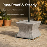 Sunjoy Wicker & Aluminum Small Patio Umbrella Table 16'' - Gray, view 3