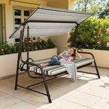 Sunjoy 4-Seat Italian-Made Patio Swing Chair / Bed – Stripe, view 3