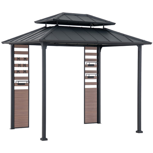 Sunjoy Rochdale Grill Gazebo with Shelves and Hooks, 7x9
