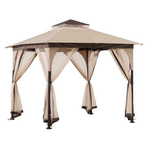 Sunjoy Soft Top Gazebo with Mosquito Netting, 9x9 - Beige & Brown