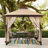 Sunjoy Soft Top Gazebo with Mosquito Netting, 9x9 - Beige & Brown, view 2