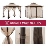 Sunjoy Soft Top Gazebo with Mosquito Netting, 9x9 - Beige & Brown, view 3