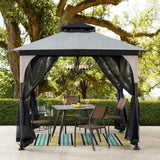 Sunjoy Soft Top Gazebo with Mosquito Netting, 9x9 - Light Gray & Black, view 2