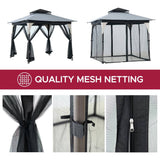 Sunjoy Soft Top Gazebo with Mosquito Netting, 9x9 - Light Gray & Black, view 3
