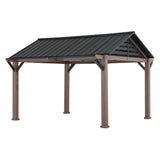 Sunjoy Apex Woodgrain Gable Steel Roof Patio Gazebo, 13×13, view 3