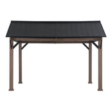 Sunjoy Apex Woodgrain Gable Steel Roof Patio Gazebo, 13×13, view 4