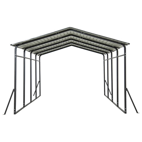 Sunjoy Armored Heavy-Duty Steel Carport 12' × 20', with Gambrel Metal Roof