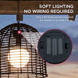 Sunjoy Chandelier Wicker Hanging Light Fixture with Remote Control - Black, view 3
