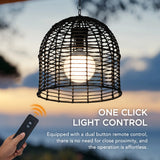 Sunjoy Chandelier Wicker Hanging Light Fixture with Remote Control - Black, view 4