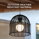 Sunjoy Chandelier Wicker Hanging Light Fixture with Remote Control - Black, view 6