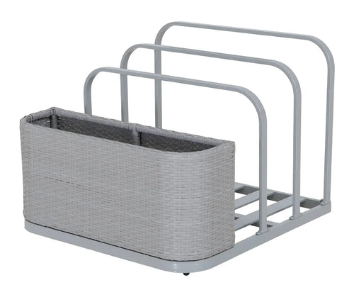 Sunjoy Oversized Rust-proof Wicker Pool Organizer 35'' - Gray