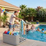 Sunjoy Oversized Rust-proof Wicker Pool Organizer 35'' - Gray, view 2