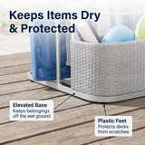 Sunjoy Oversized Rust-proof Wicker Pool Organizer 35'' - Gray, view 5