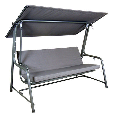 Sunjoy 4-Seat Italian-Made Patio Swing Chair / Bed – Gray