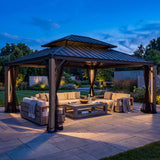 Sunjoy Stanwood Solar Lighting Dual-Roof Gazebo, 13x15, view 2