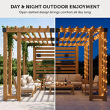 Sunjoy Wooden Pergola with Privacy Screen & Hanging Planters, 10x10, view 5