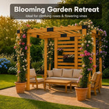 Sunjoy Wooden Pergola with Privacy Screen & Hanging Planters, 10x10, view 6