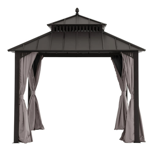 Sunjoy Kingston Aluminum Gazebo - Espresso Brown, 10x10