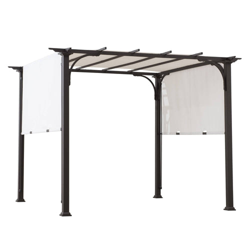 Sunjoy Pergola with Adjustable Canopy Roof, 10x10 - White