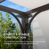 Sunjoy Pergola with Adjustable Canopy Roof, 10x10 - White, view 6
