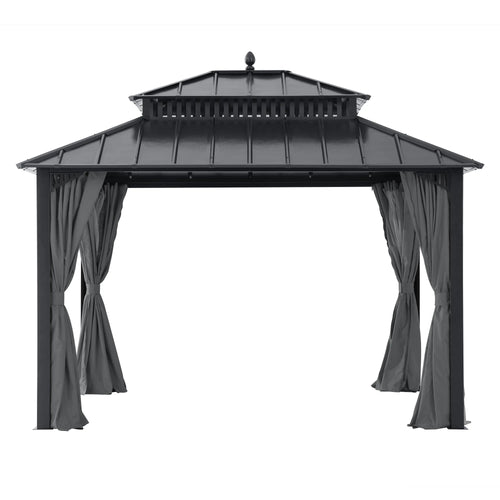 Sunjoy Kingston Aluminum Gazebo - Slate Gray, 12x10