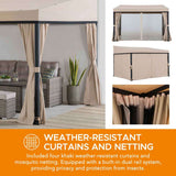 Sunjoy 10x12 Fabric Roof Wall Mounted Gazebo, Lean to Gazebo with Curtain and Netting, view 5