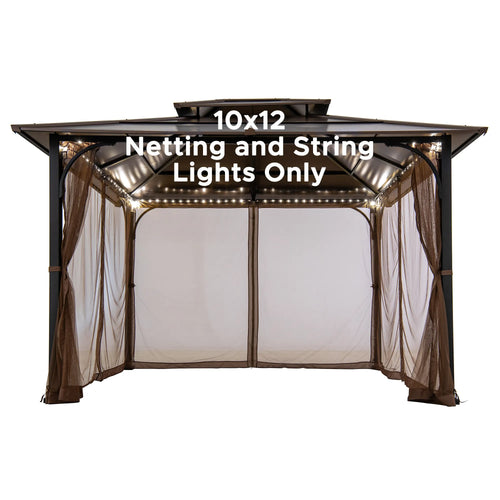 Sunjoy Mosquito Netting for 10x12 Hardtop Gazebo with White LED Lights