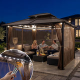 Sunjoy Mosquito Netting for 10x12 Hardtop Gazebo with White LED Lights, view 2