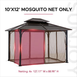 Sunjoy Mosquito Netting for 10x12 Hardtop Gazebo with White LED Lights, view 3