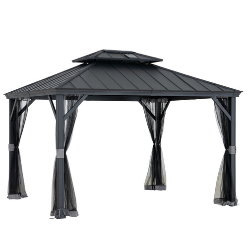 Sunjoy Solaria Eco-Solar Aluminum Gazebo, 10x12